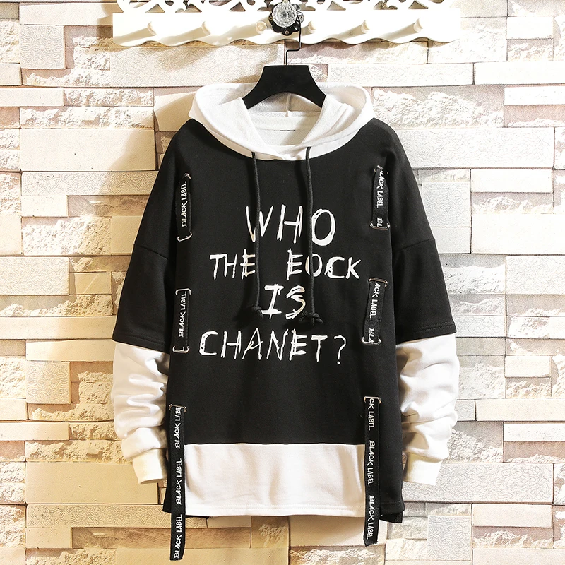 

Patchwork Style Autumn Spring 2020 Hoodie Sweatshirt Mens Hip Hop Punk Pullover Streetwear Casual Fashion Clothes