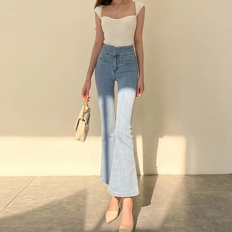 

SHZQ Vintage High Waisted Jeans Micro Flare Pants Spring Summer Women's Slim Trumpet Pants Casual Flared Trousers for Women