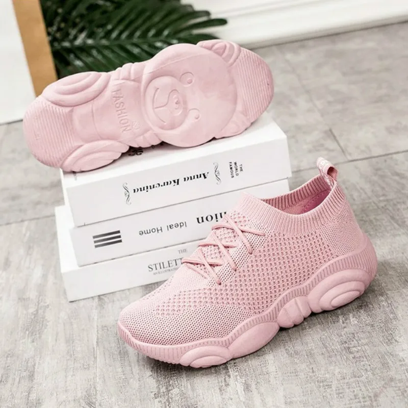 Новинка 2019 осенние модные кроссовки сетчатые дышащие спортивные женские носки