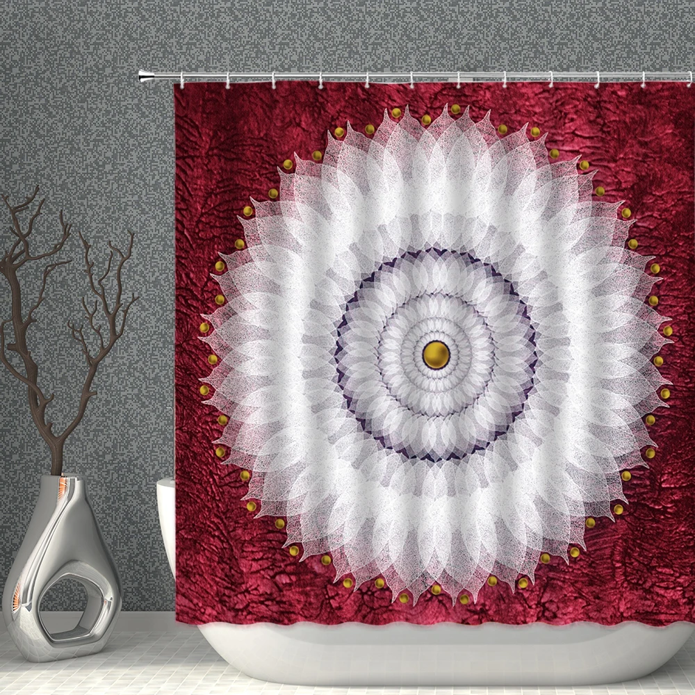 

Mandala Flower Shower Curtains Bohemian Geometry Bath Decor Colorful Printing Machine Washable Home Decoration Bathroom Curtain
