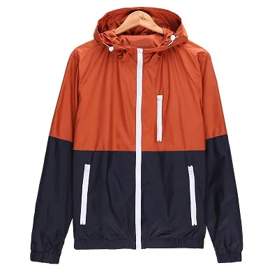 

2021 Spring Autumn Jacket Windbreaker Men Casual Hooded Contrast Color Zipper Up Jackets Outwear Cheap Streetwear Clothes
