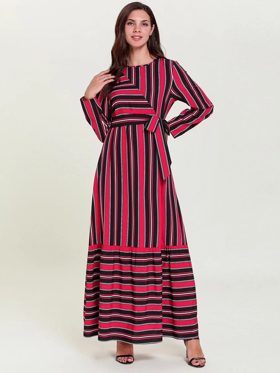 Турецкое мусульманское платье абайя женское марокканское кафтан Полосатое