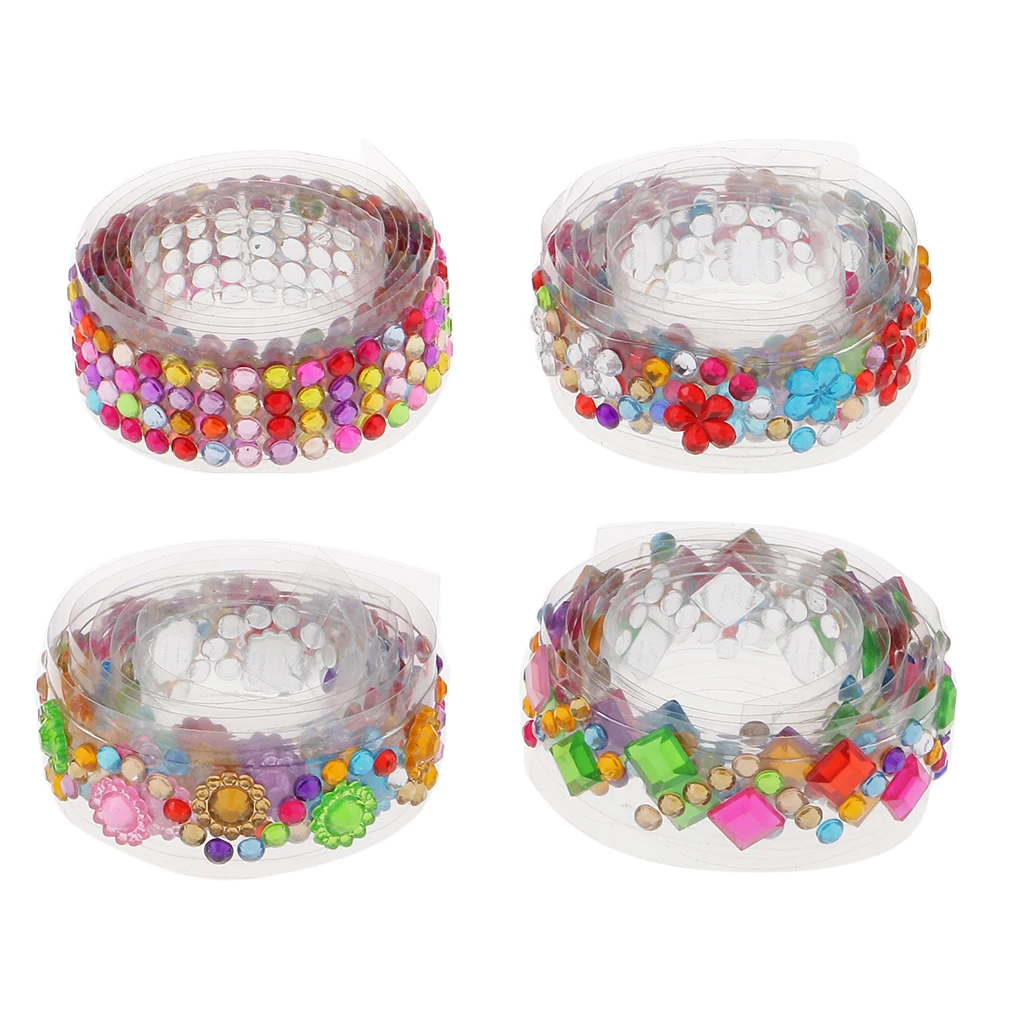 

4 рулона Bling самоклеящиеся акриловые стразы алмазные наклейки с изображением драгоценных камней ленту наклейки для скрапбукинга для декори...