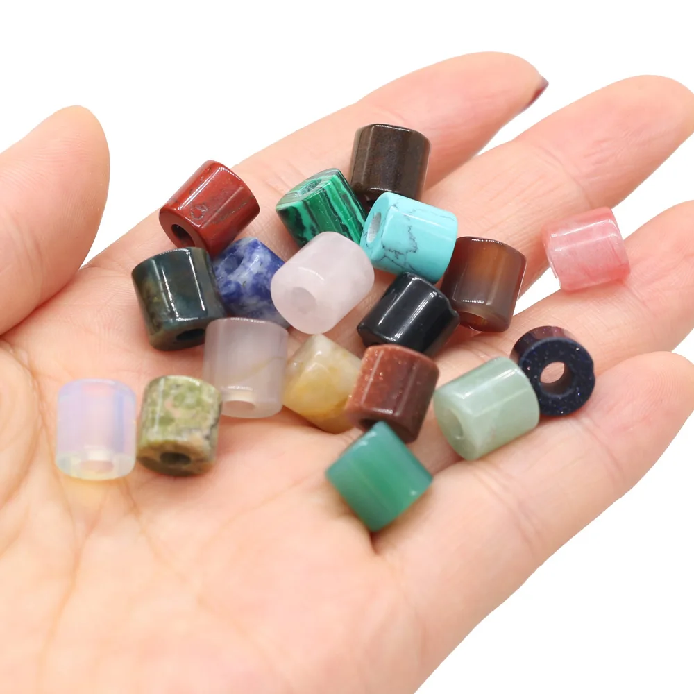 

3Pcs Natural Stone Cylindrical Agate Pendant with Various Stones Used To Make DIY Jewelry Necklace Accessories Size 20x30x25 Mm