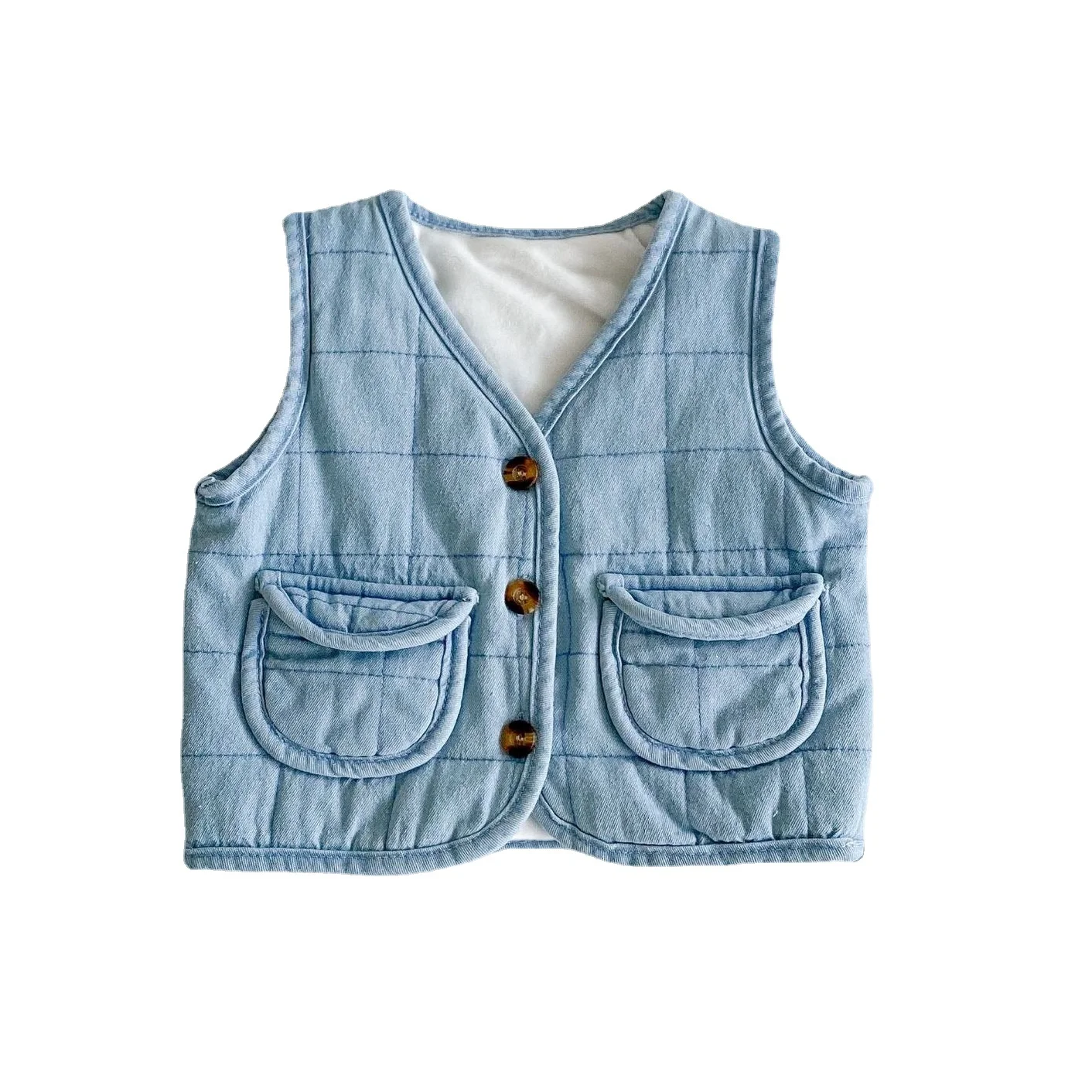 

WLG Baby Winter Clothes Boys Girls Velvet Thick Blue Vests Toddler Warm All Match Vest for 6-24 Months