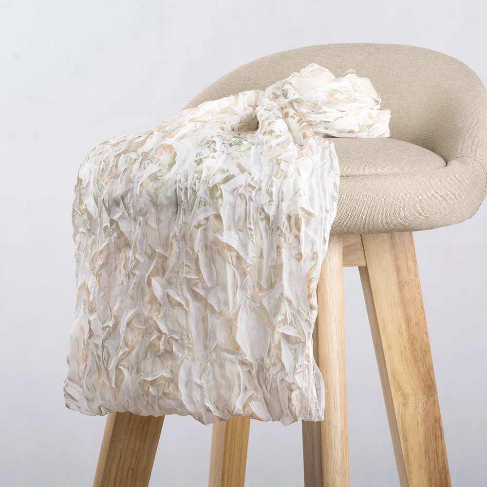 

2021 spring Women lightweight Ring Scarf pleated Design flower Infinity Loop scarves snood Neckerchief Echarpe Foulard chiffon