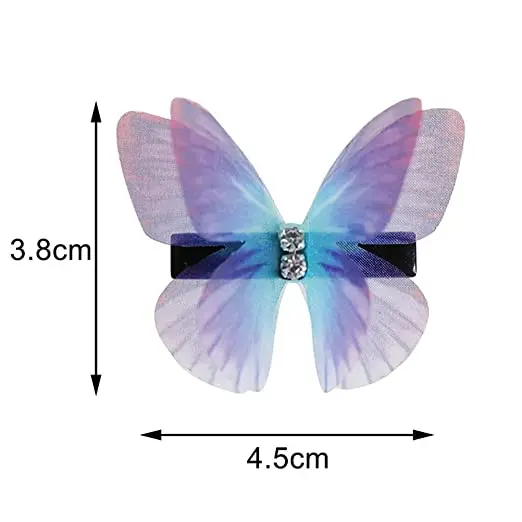 3 шт. двухслойные шифон ткани бабочка заколки для волос 3D Тюль украшение сада