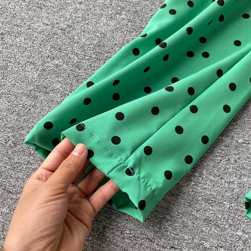 SINGRAIN Women Poka Dot Long Pant Jumpsuits Vintage Summer Streetwear Beach Overalls Bohemian Print Chiffon Wide Leg Rompers | Женская