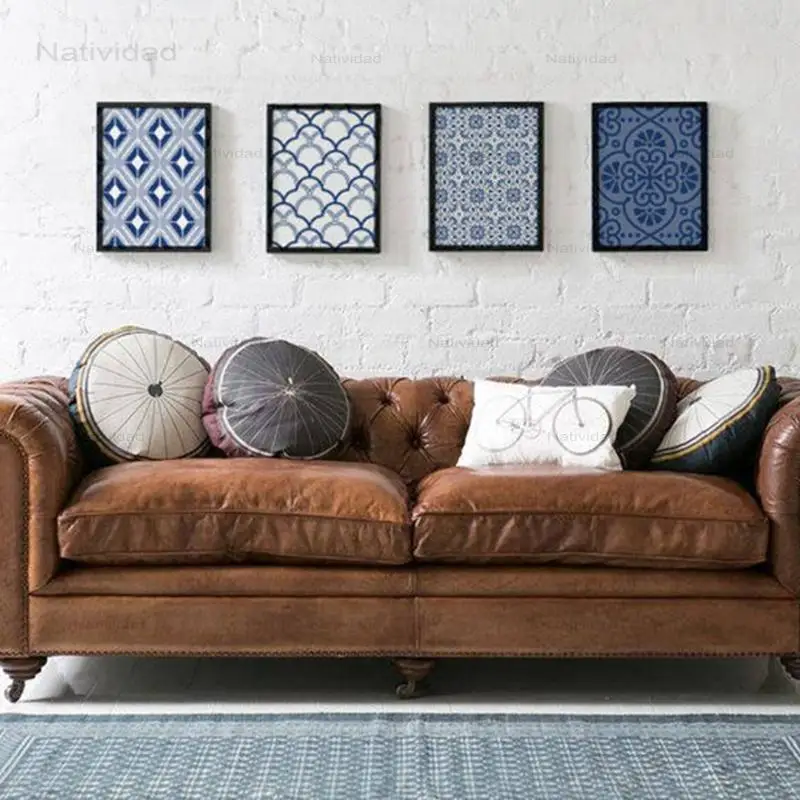 Тёмно-синий фон с рисунком настенная Картина на холсте коттедж стильный