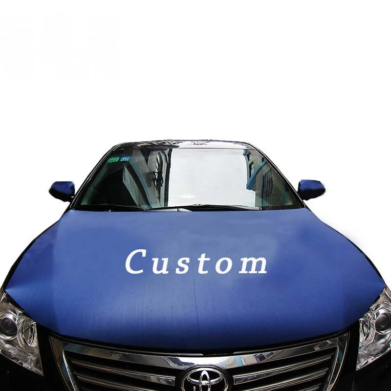 Morning-cubierta de motor de coche con logotipo personalizado, Bandera de alta calidad, spandex, gancho, bandera