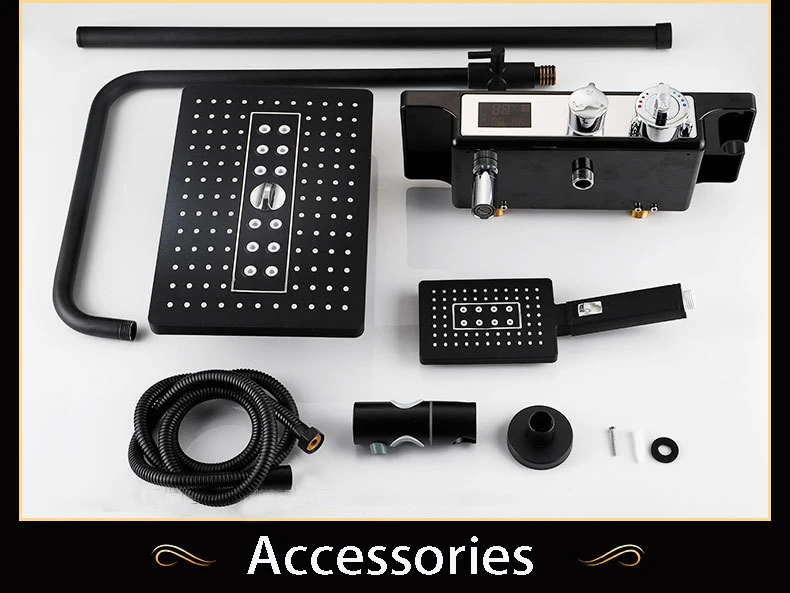 Термостатический смеситель для душа светодиодный экран температуры дождевая