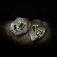 exquisite and unique irregular geometric gemstone earrings ladies earrings simple retro 925 silver jewelry ladies luxury jewelry