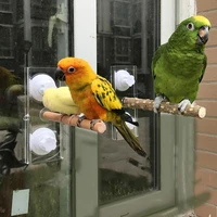 bird parrot portable wooden standing stick hanging cage chew toy rack suction cup shower perches bar rod bathing toy pet supply