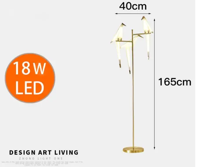 floor lamp 3H Современная металлическая люстра в скандинавском стиле для ресторана, гостиной, столовой, детской комнаты, светодиодный подвесной светильник в виде птицы - Цвет корпуса: floor lamp 3H
