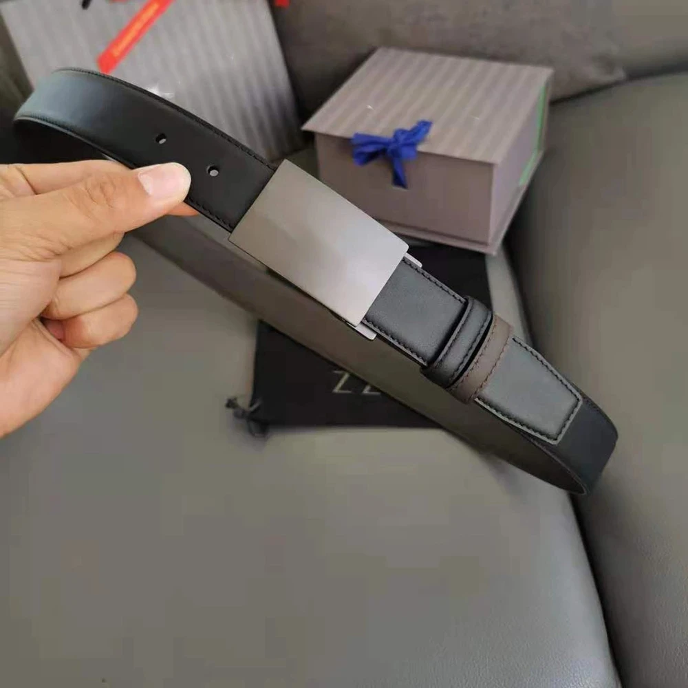 

Fashion Luxury Classic Brand Designer Belt Top 3.2Cm Adjustable Reversible Genuine Leather Black Belts For Men Jeans Gifts Box