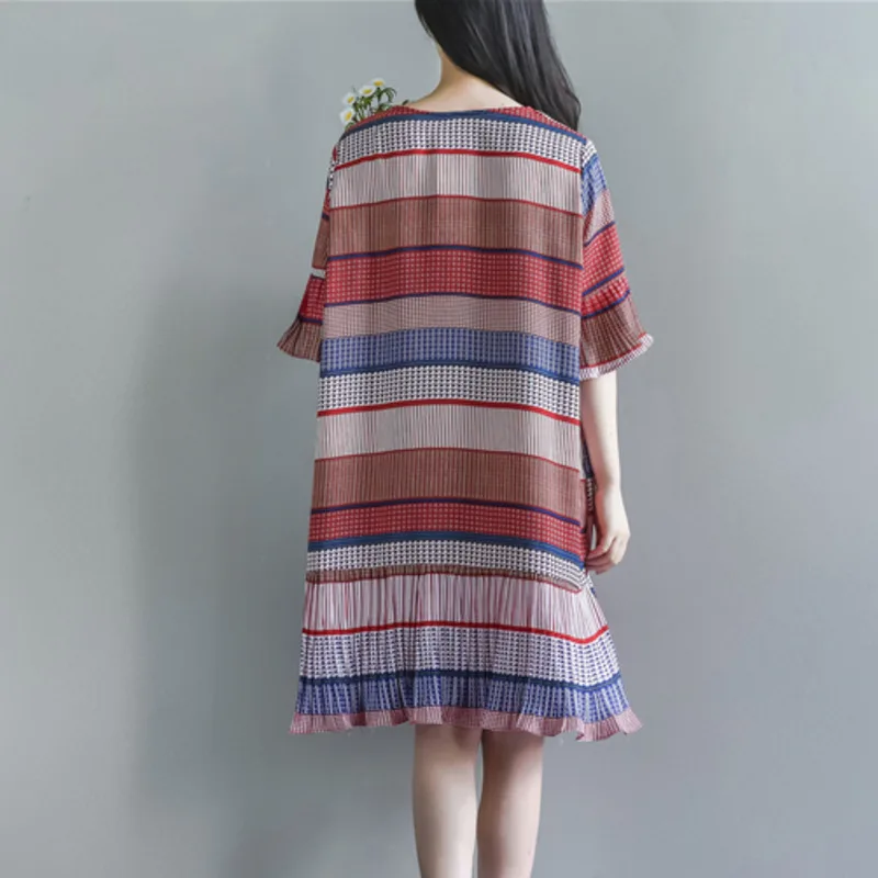 #0122 летнее винтажное пляжное плиссированное платье женское лоскутное ретро в