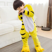adult yellow stripe cartoon kigurumi cosplay costume kid winter animal jumpsuit boy anime flannel onesie pajamas sleepwear girl