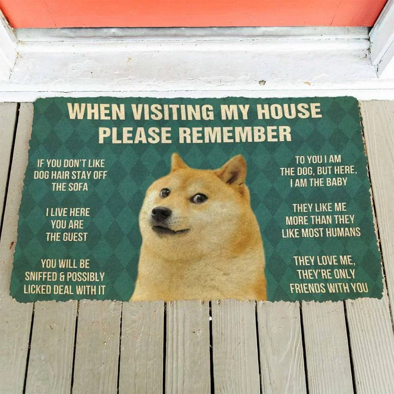 

Please Remember Shiba Inu House Rules Doormat Decor Print Carpet Soft Flannel Non-Slip Doormat for Bedroom Porch Drop Shipping