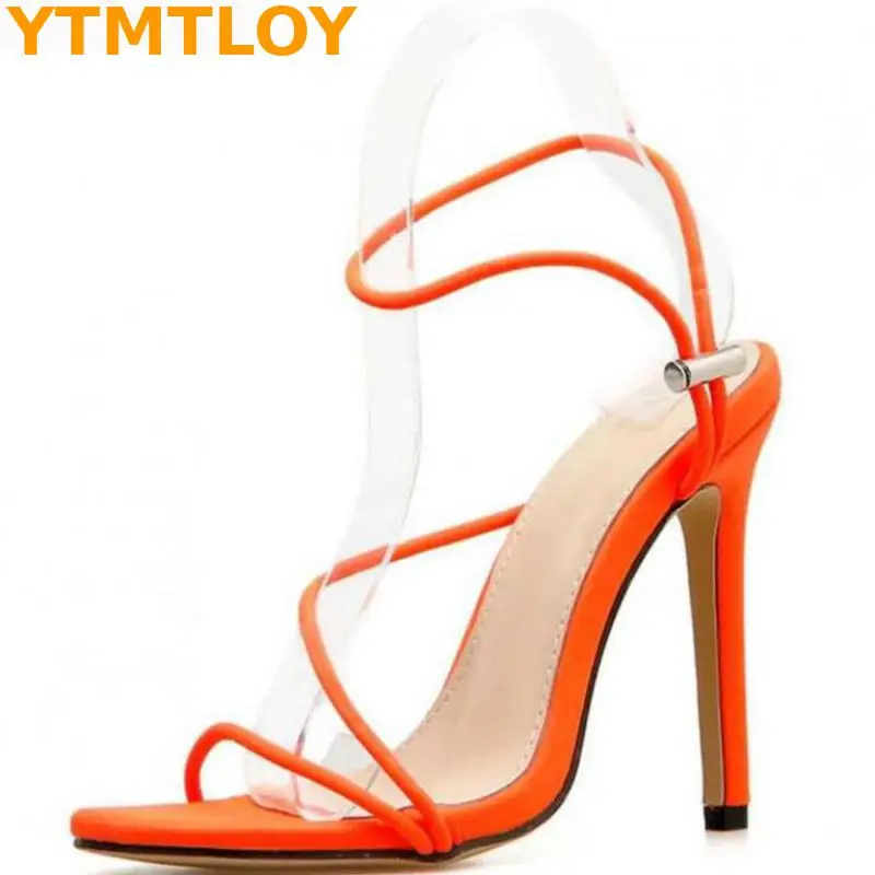 Женские босоножки с ремешком на щиколотке туфли-лодочки тонком высоком каблуке