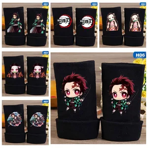 2021 Японские Аниме перчатки без пальцев рассекающие демонов Kimetsu No Yaiba вязаные теплые перчатки на запястье для детей мальчиков девочек Рождественские зимние подарки