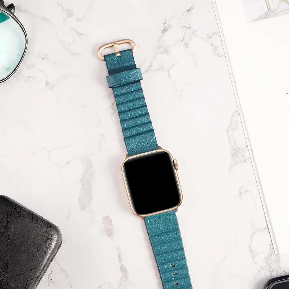 Регулируемый ремешок для часов apple watch 5 4 из натуральной кожи 44 мм 42 40 38 серия 1 2 3