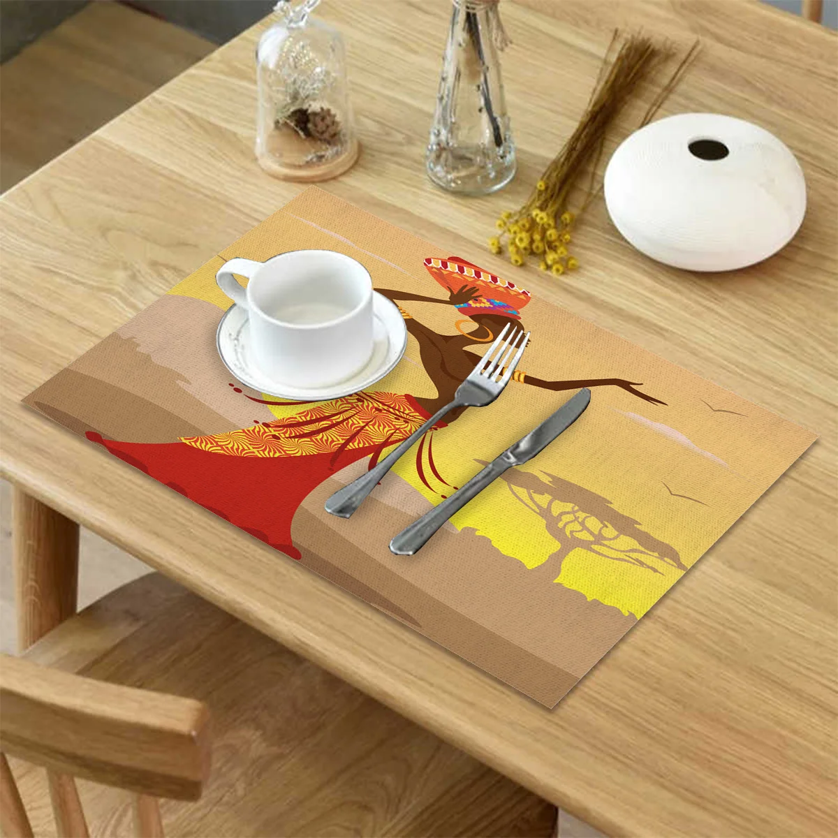 Набор из 4/6 салфеток для обеденного стола Африканский женский коврик места на