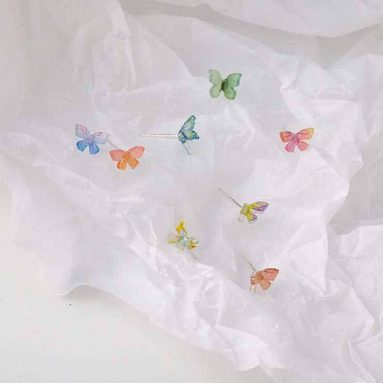 

Origin Summer Korean Fashion Multicolor Butterfly Stud Earring for Women Sweet Gradient Color Party Earring Jewelry Wholesale