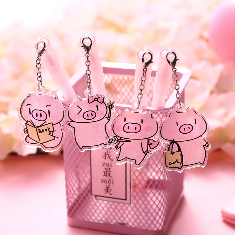 Новинка кавайная розовая свинка фоторучка с черными чернилами для подписей