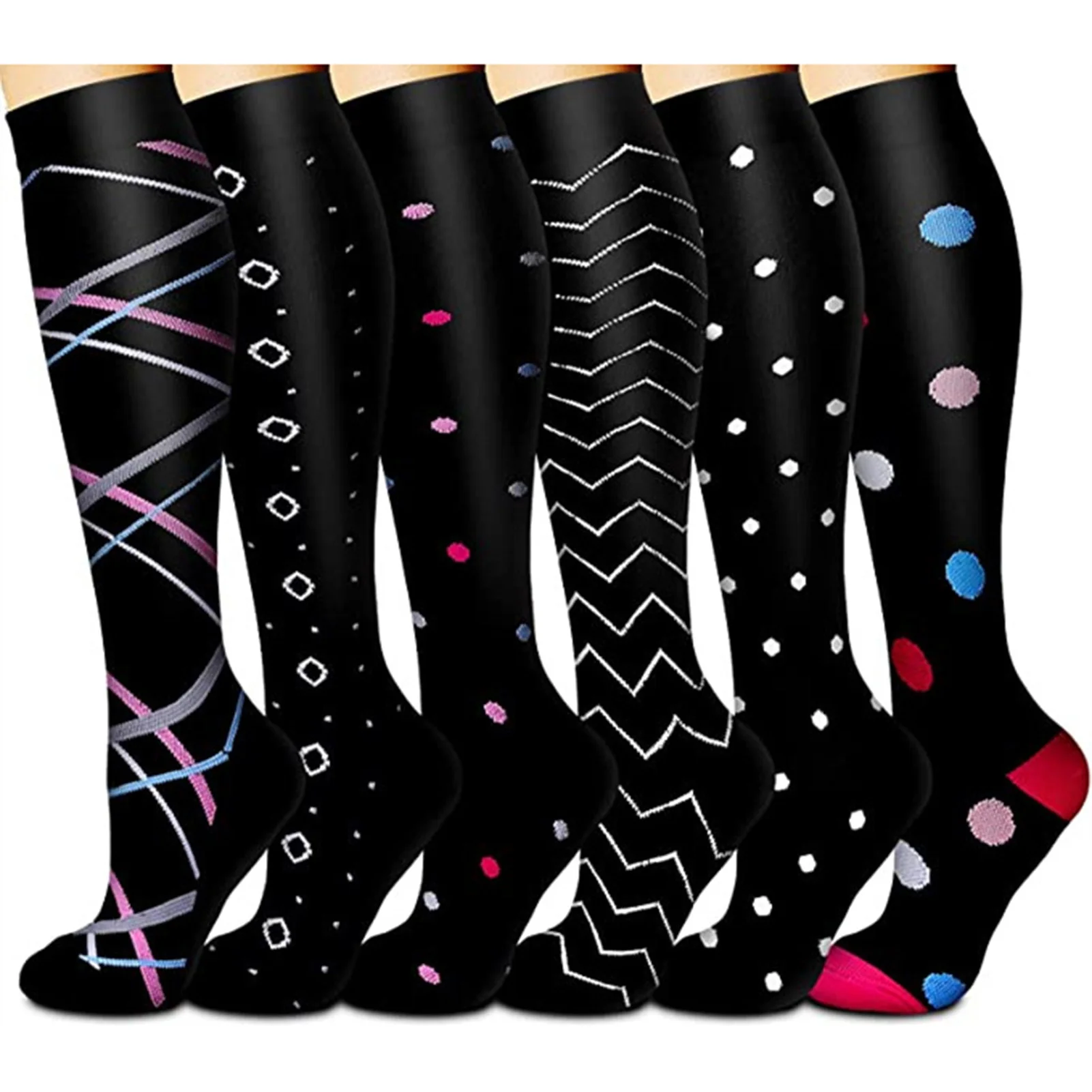 

Hot Selling 3/5/6/7/8 Pairs Calf Shaping Compression Socks Elastic Sports Socks with Multi-patterns Unisex Support Stockings