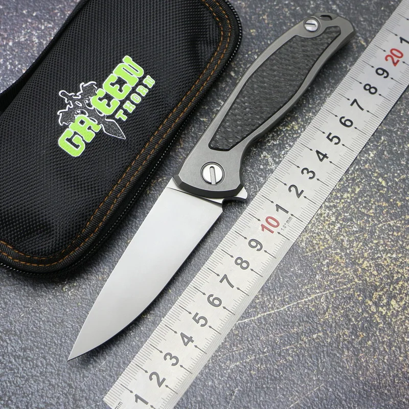Green Thorn 2021 новый складной нож F95 Flipper K110 лезвие TC4 Титан + CF ручка для кемпинга охоты