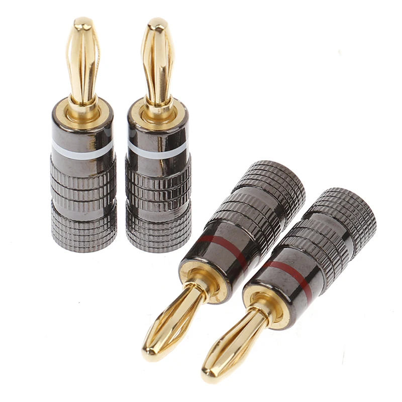 

4PCS Monster Banana Plug Right Angle Gold-Plated Speaker Adapter Screw Speaker Plugs Audio Connectors