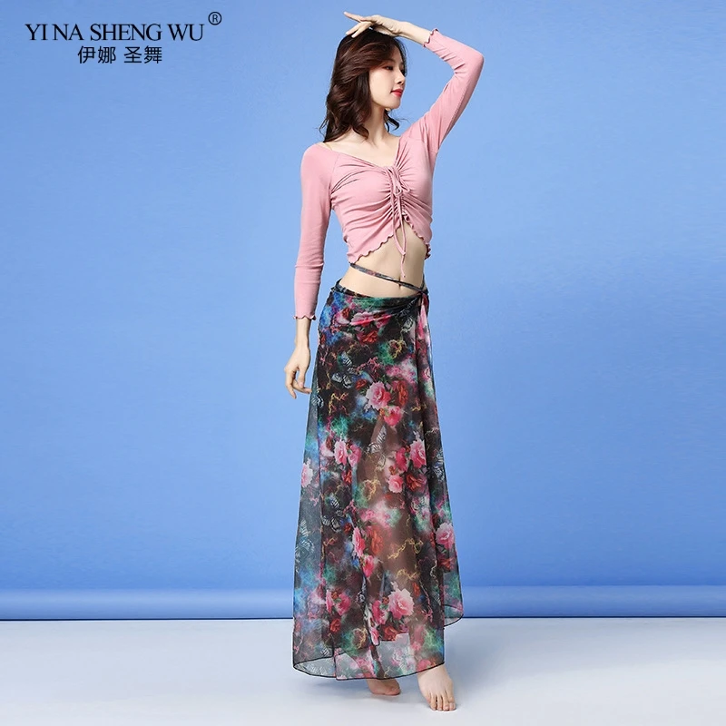 New Fashion Women Belly Dance Clothes Costume Set 2 Pieces Floral Chiffon Long Skirt Stretchy Top For | Тематическая одежда и