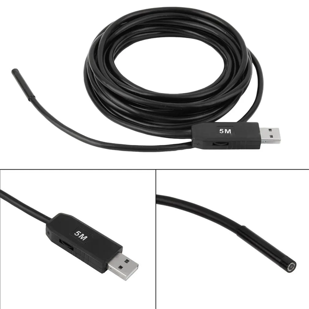 5 м мм объектив USB инспекционная мини камера змеиная трубка IP67 Водонепроницаемый
