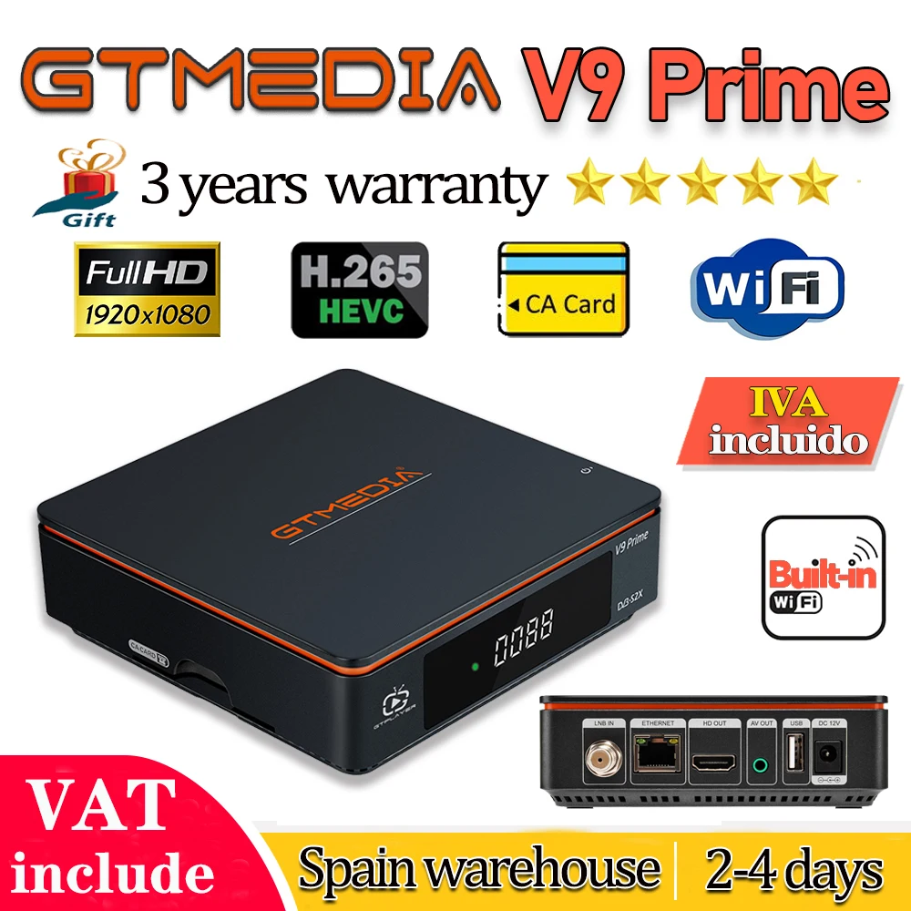 

1080P DVB-S2 GTmedia V9 Super/prime Satellite Receiver Same GTmedia V8x Freesat V8x bulit-in WIFI full hd h2.65 FTA no app