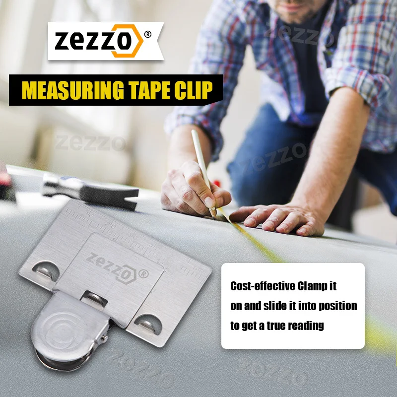 

2021 zezzo Tape Measures Positioning Clip Stainless Steel Tape Measure Clamps Fixed Accurate Reading Tape Measurement Aid Tools