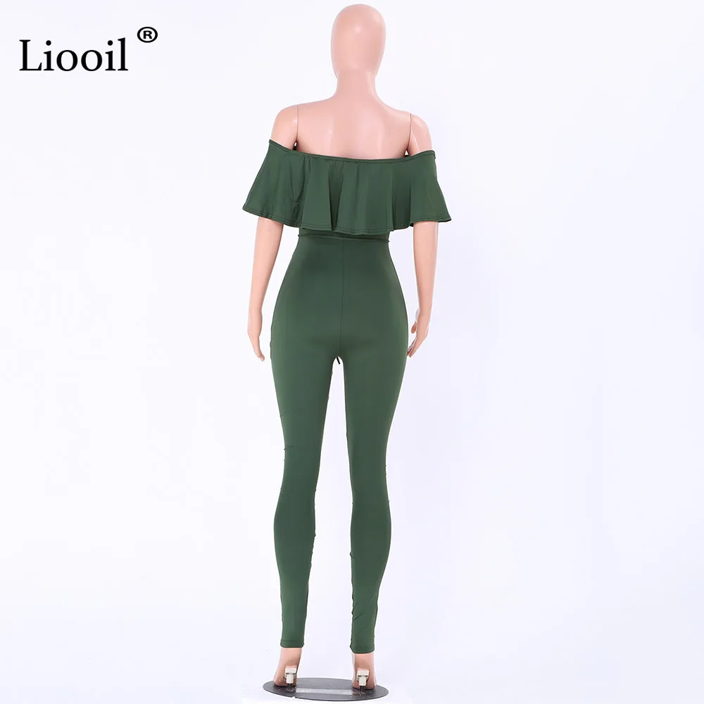 Liooil, стиль, женские комбинезоны с рюшами, короткий рукав, вырез лодочкой, черный комбинезон с вырезами, сексуальные комбинезоны, белый комбинезон