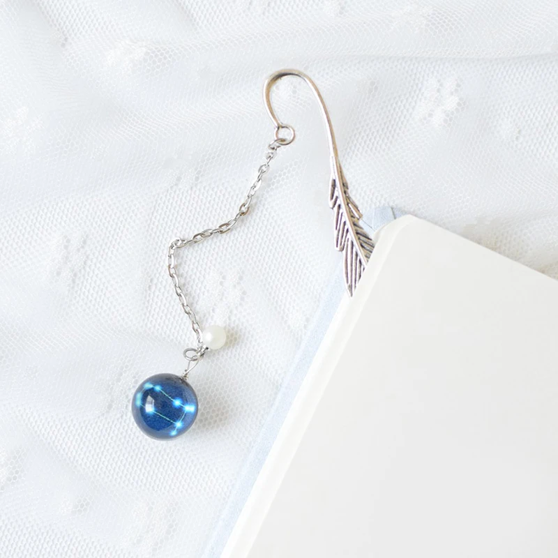 

Metal Feather Bookmark 12 Constellation Handmade Fluorescent Pendants Perfect Gift for Book Lover Reader FKU66