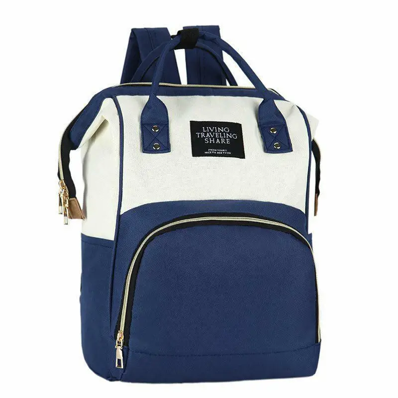 Blue White 20-30L Большой Вместительный рюкзак, сумка для подгузников, уличная детская сумка, многофункциональный рюкзак для мам, дорожная сумка для подгузников - Color: Blue White