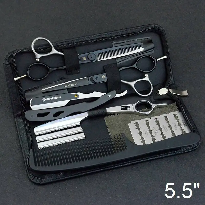6025B55-Kit Razor 5,5/6,0 Профессиональные Японские Стальные Парикмахерские ножницы парикмахерские ножницы набор парикмахерских бритв Горячая Парикмахерская стилист набор ножниц - Цвет: 6025B55-Kit Razor