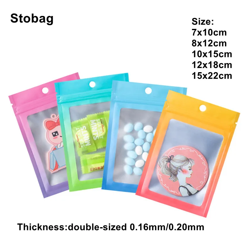 

StoBag 100pcs Multi-colors Ziplock Sealed Small Bag Food Packaging Jewelry Display Toy Drug Storage Reusable Favor Party House