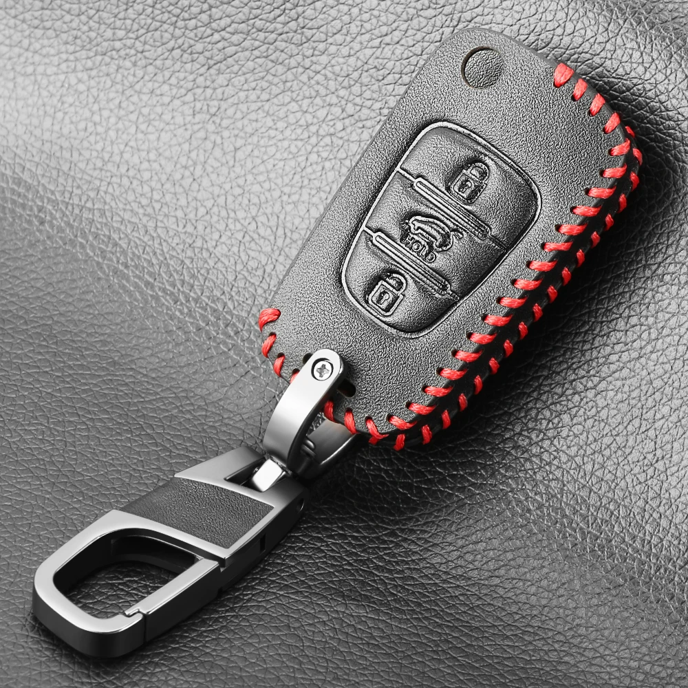 Новый дизайн кожаный чехол для автомобильного ключа Kia RIO K2 K5 Sportage Sorento Ceed Hyundai i20 i30