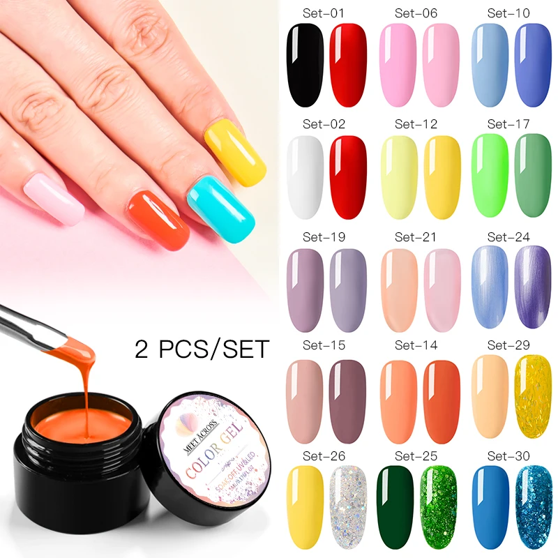 MEET ACROSS 2 шт 5 мл Сладкий Цветной гель для ногтей Светодиодный УФ-гель лак