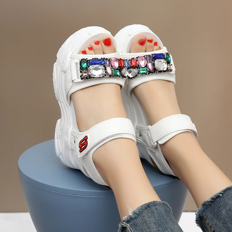 Женские босоножки на платформе и высоком каблуке сандалии гладиаторы танкетке