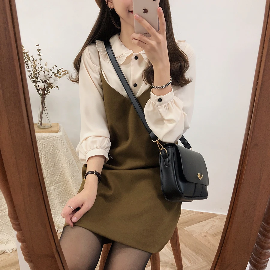 Костюм женский из 2 предметов без рукавов винтажное черное платье с V-образным