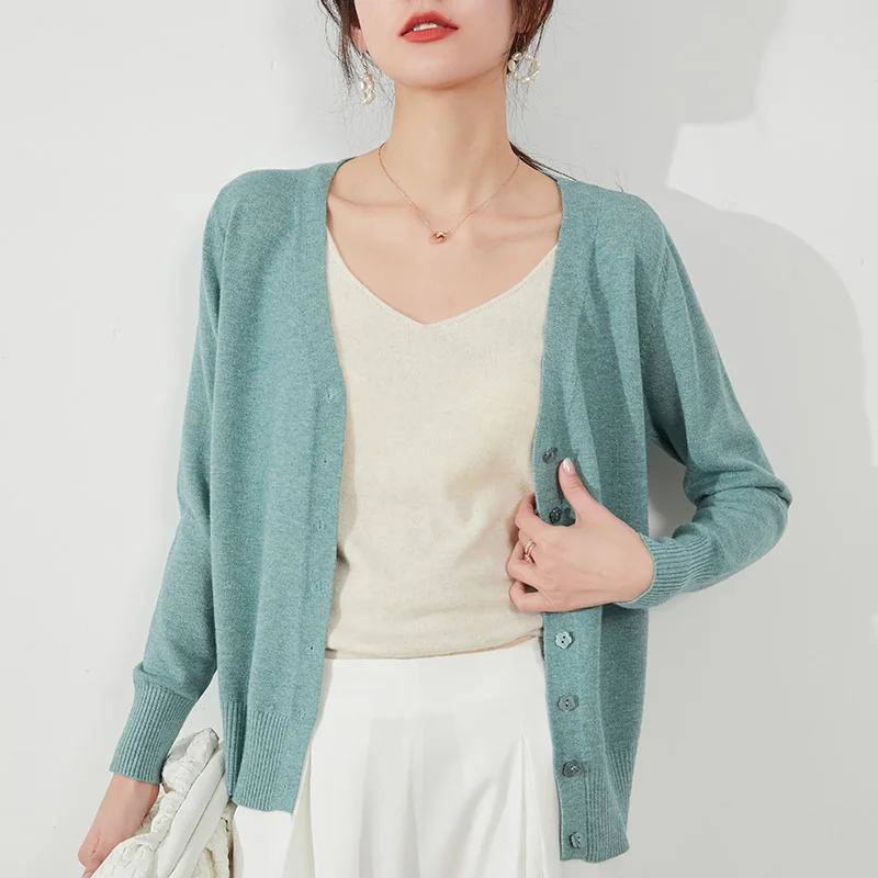 Женский кашемировый кардиган на пуговицах со звездами короткий теплый свитер с V