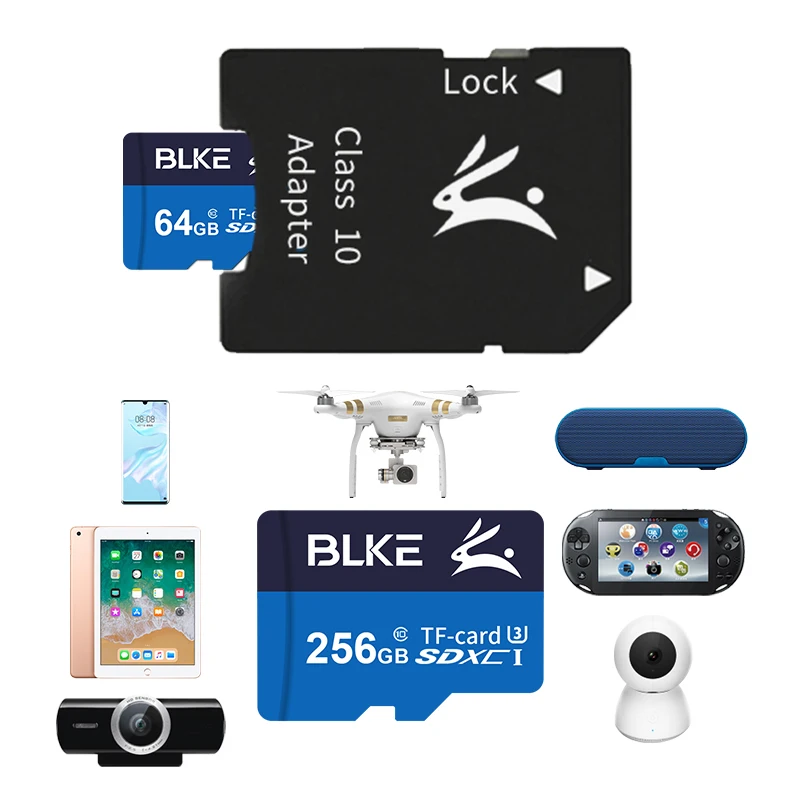 BLKE TF карта класс 10 флюоресцентная Micro SD 32 Гб 64 128 ГБ 256 для флюоресцентной
