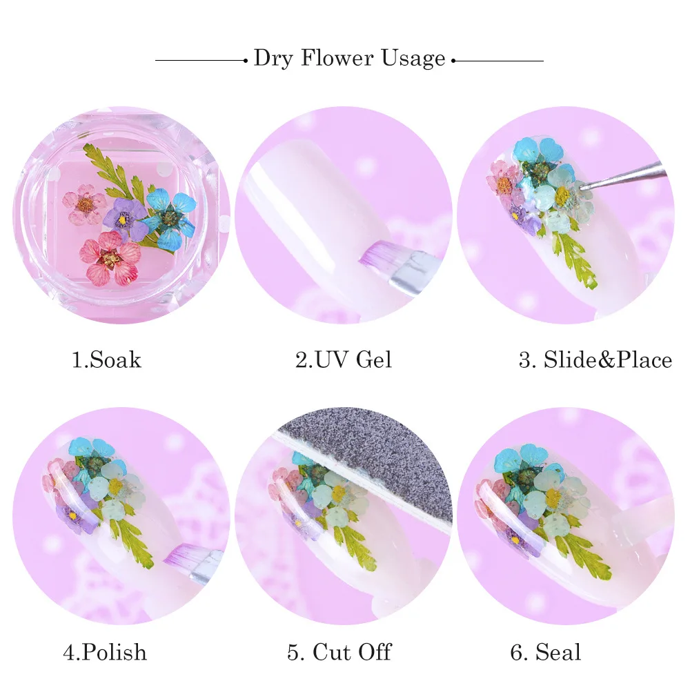 

Mix Dried Flowers Nail Decorations Jewelry Natural Floral Leaf Stickers 3D Nail Art Designs Eternal Flower Dried Flower Drill