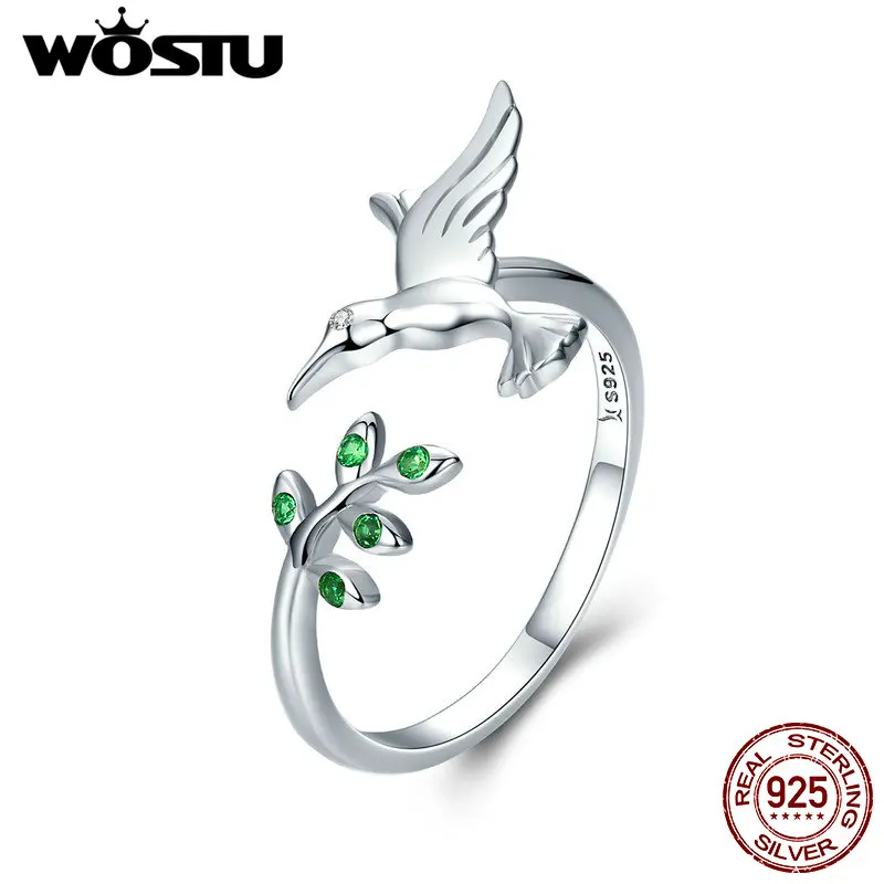 

Женское кольцо с колибри и листвами WOSTU, из серебра 925 пробы в естественном стиле, подарок CQR323