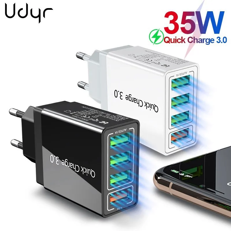 Быстрое зарядное устройство Udyr 3 0 4 USB для iPhone 8 7X11 Smausng S10 Xiaomi Huawei быстрое QC3.0