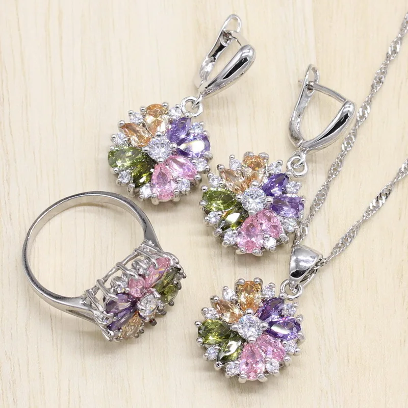 4 шт. комплект из колье серёг и браслета серебра 925 пробы|Ювелирные наборы| |